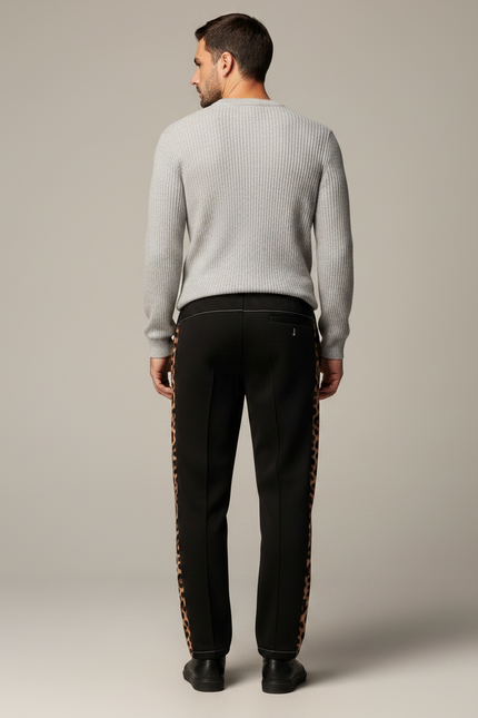 Pantalon Léopard Noir Large Décontracté Homme - Polyester - vue 2