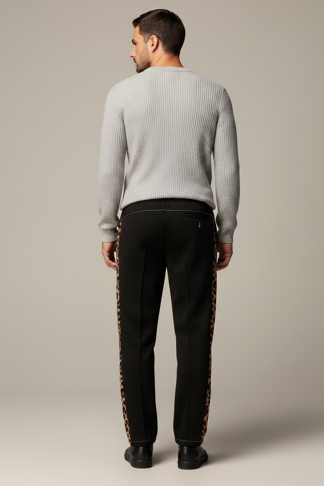 Pantalon Léopard Noir Large Décontracté Homme - Polyester - vue 2