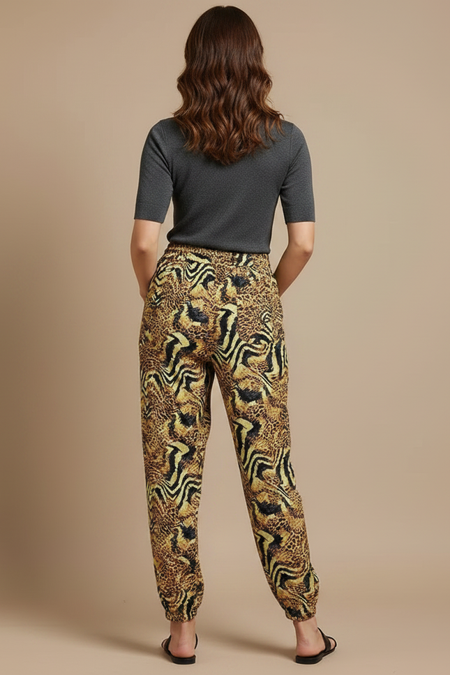 Pantalon Léopard Fluide Ample Imprimé Animal Casual - Viscose - vue 2