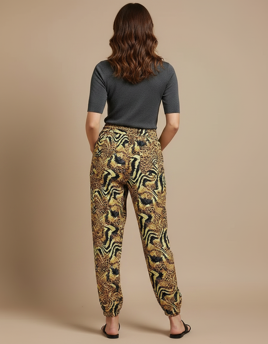 Pantalon Léopard Fluide Ample Imprimé Animal Casual - Viscose - vue 2