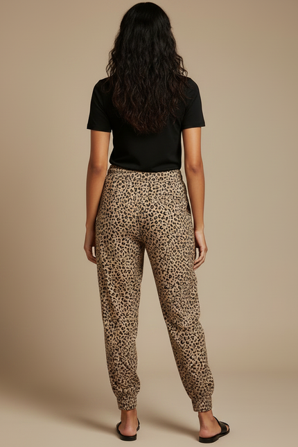Pantalon Léopard Fluide Ample Imprimé Casual - Viscose - vue 2