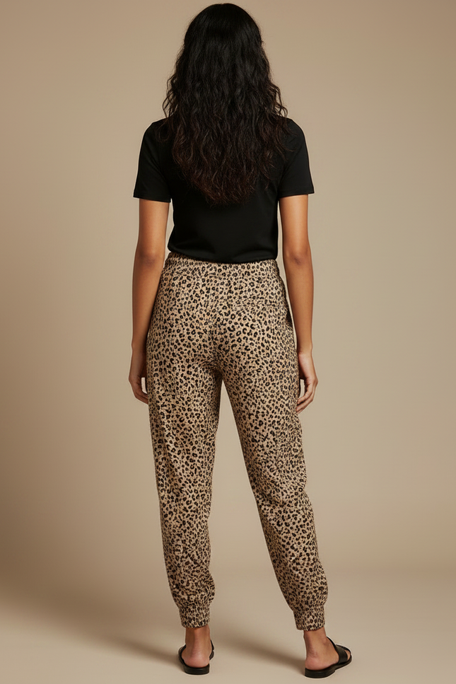 Pantalon Léopard Fluide Ample Imprimé Casual - Viscose - vue 2