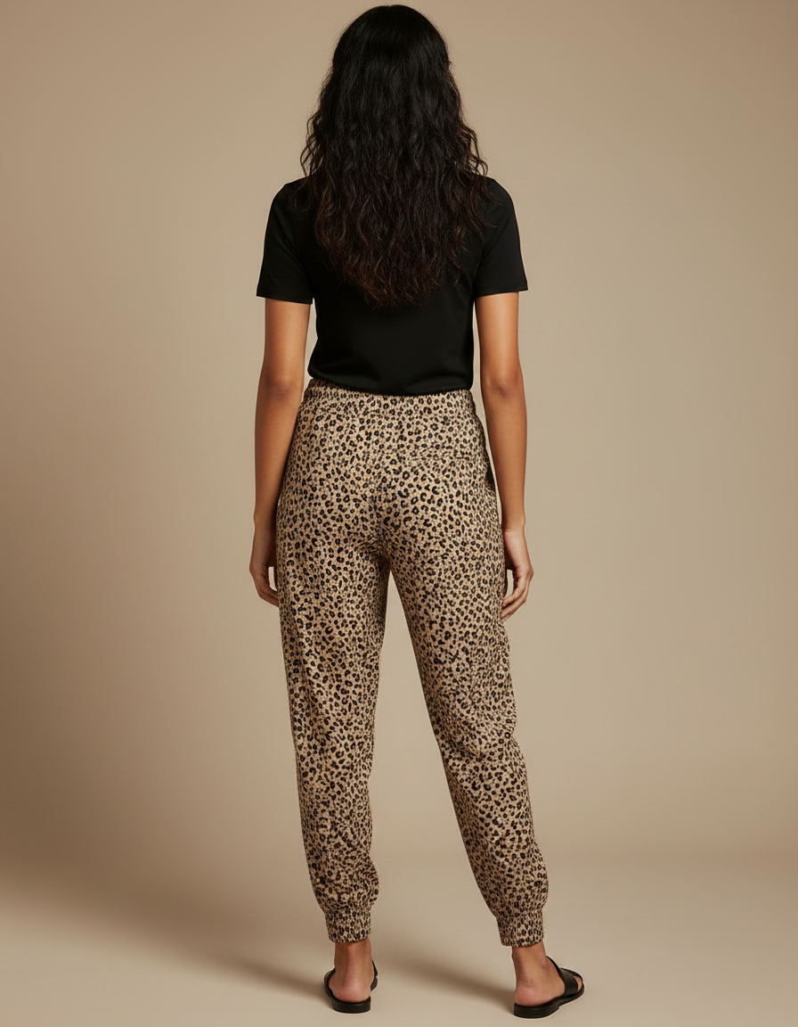 Pantalon Léopard Fluide Ample Imprimé Casual - Viscose - vue 2