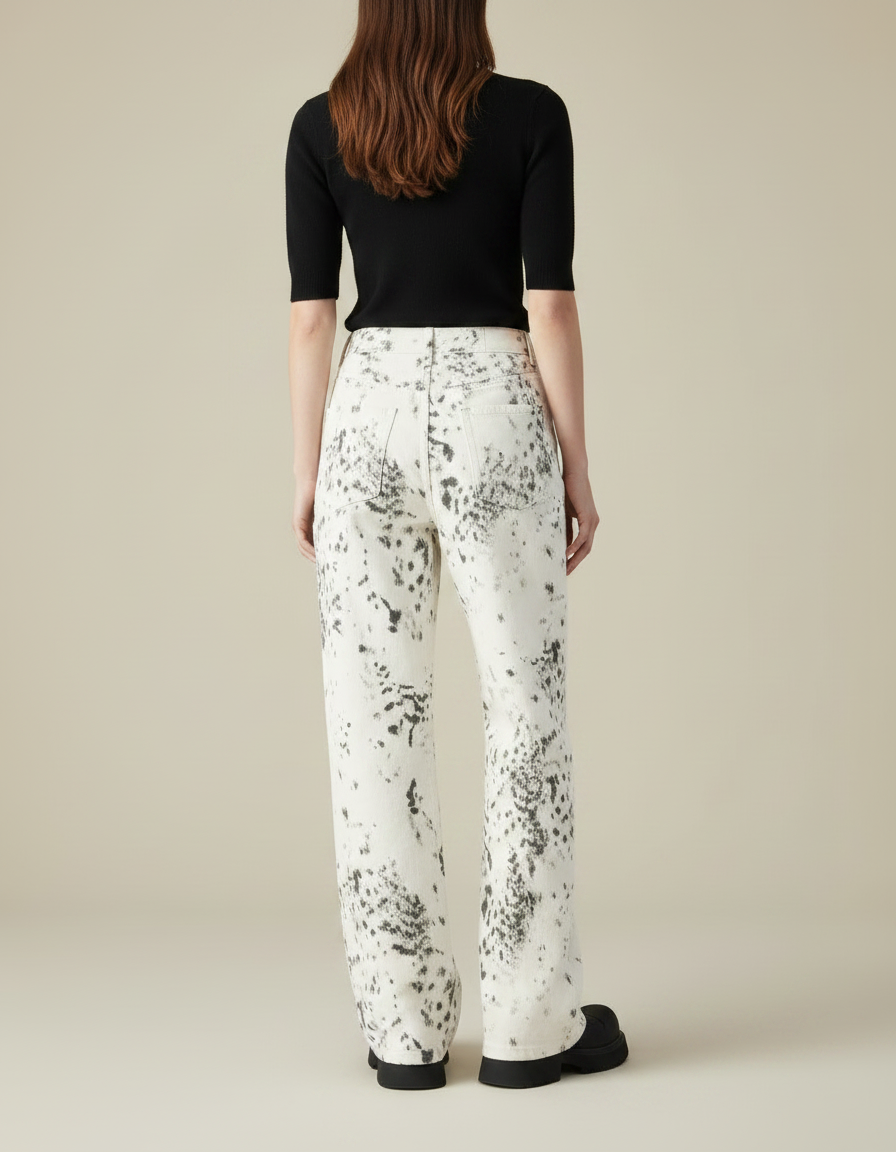 Pantalon Léopard Ample Imprimé Délavé Streetwear Femme - Jean - vue 2