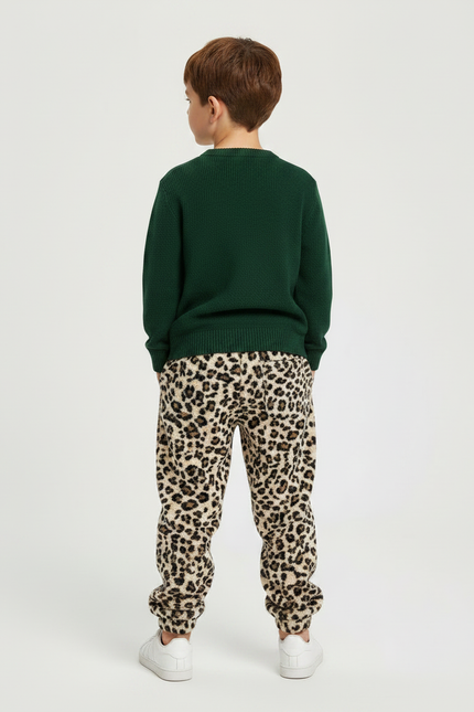 Pantalon Léopard Polaire Ample Marron Enfant - Molleton - vue 2