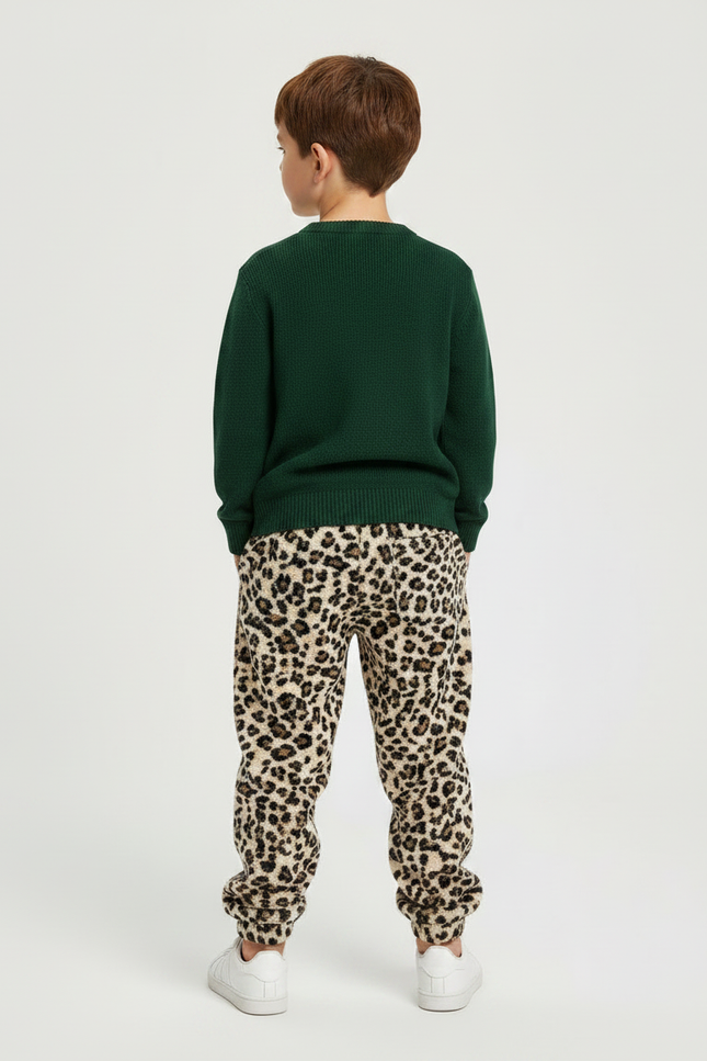 Pantalon Léopard Polaire Ample Marron Enfant - Molleton - vue 2