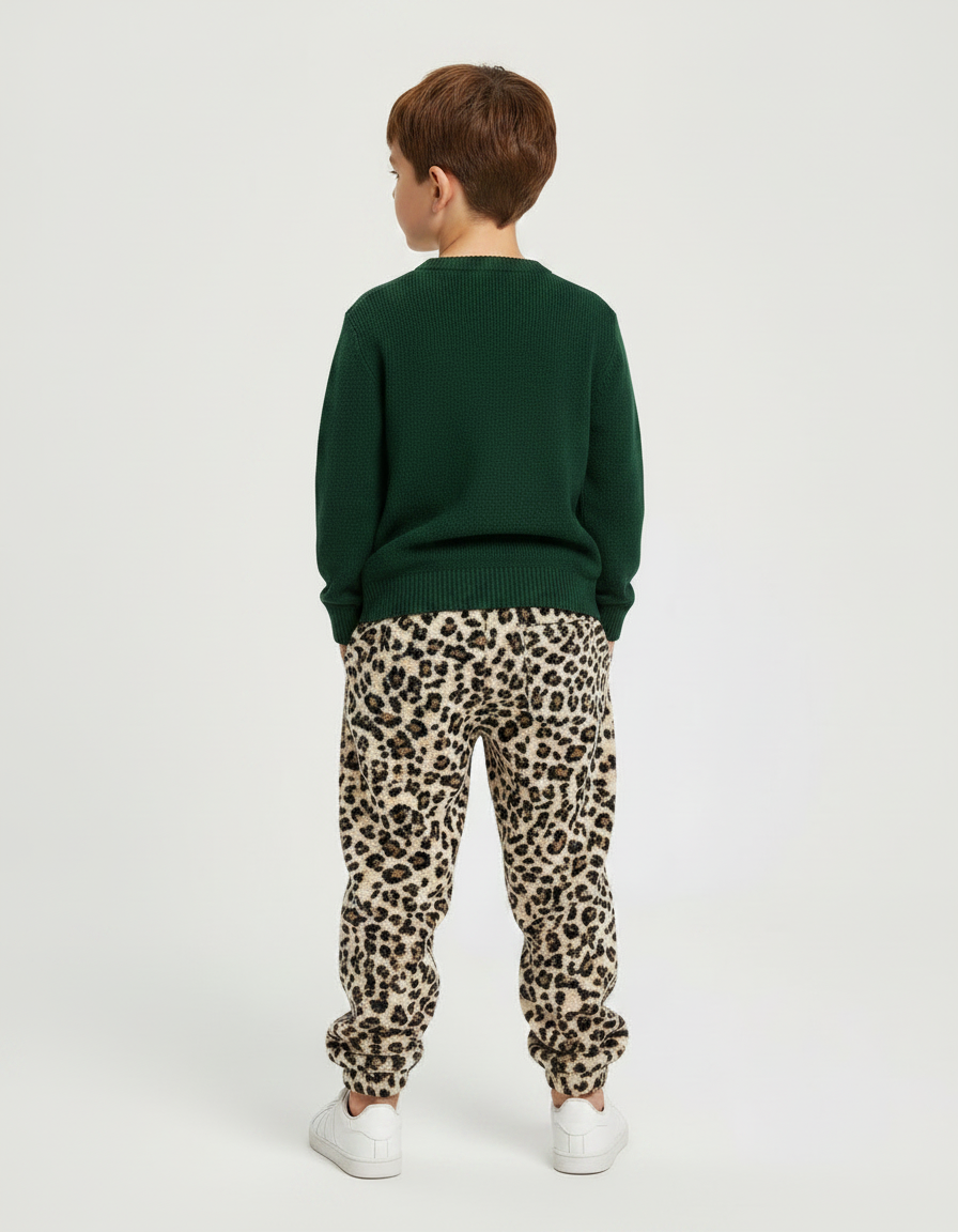 Pantalon Léopard Polaire Ample Marron Enfant - Molleton - vue 2