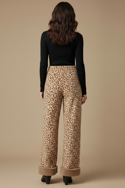 Pantalon Palazzo Leopard - Imprimé Molleton - vue 2