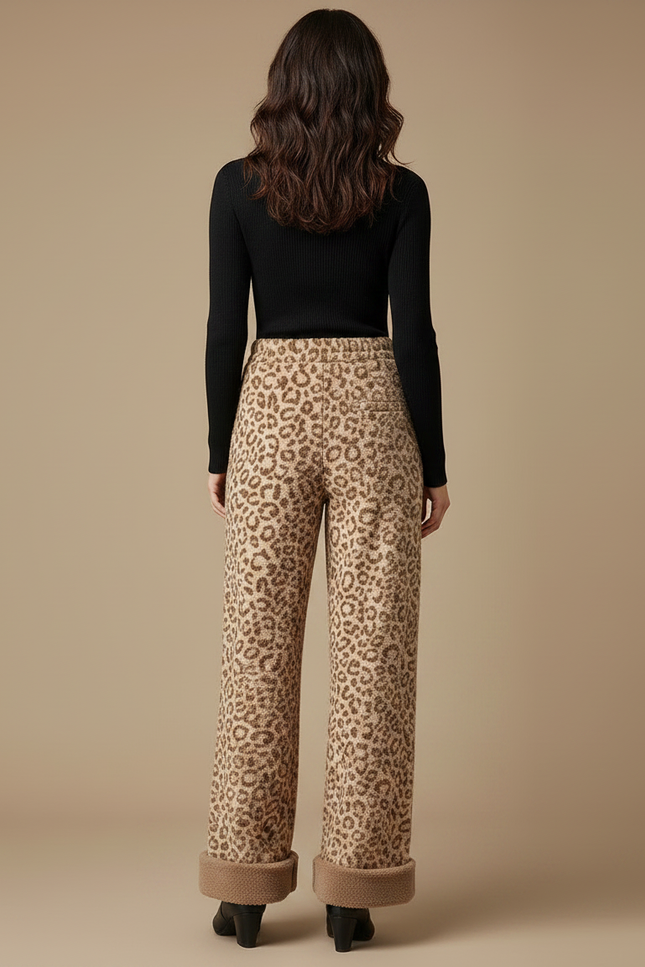 Pantalon Palazzo Leopard - Imprimé Molleton - vue 2