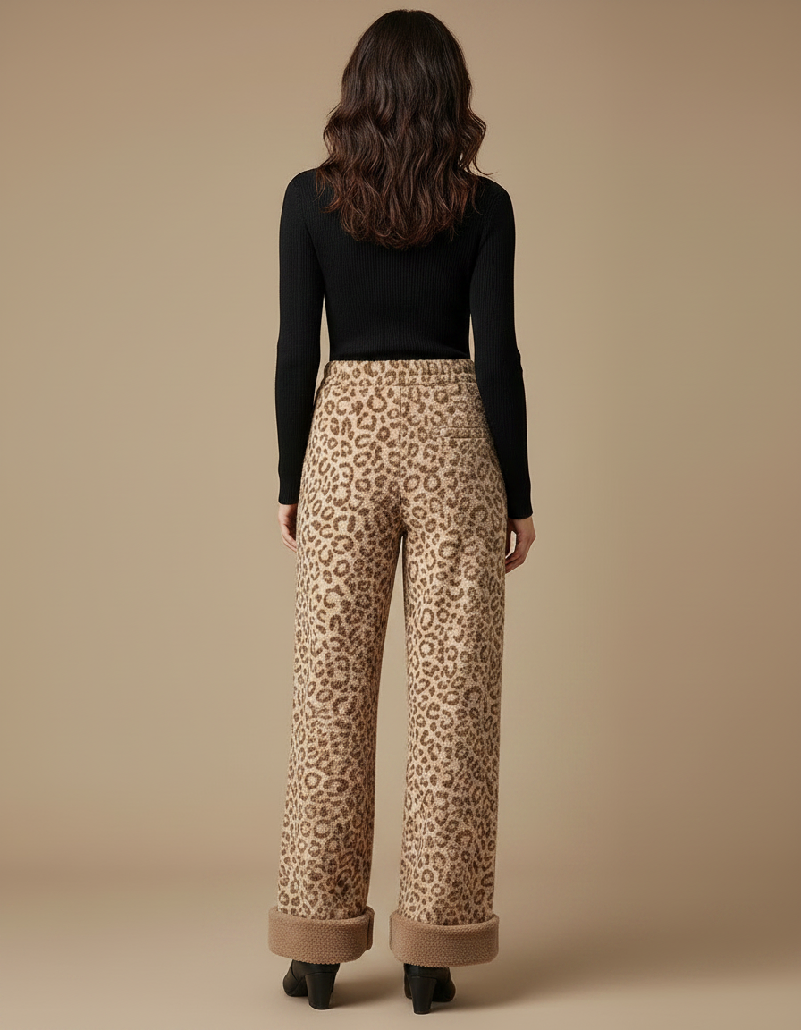 Pantalon Palazzo Leopard - Imprimé Molleton - vue 2