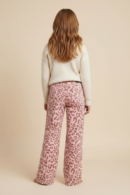 Pantalon Léopard Rose Ample Denim Imprimé Fille - Jean - vue 2