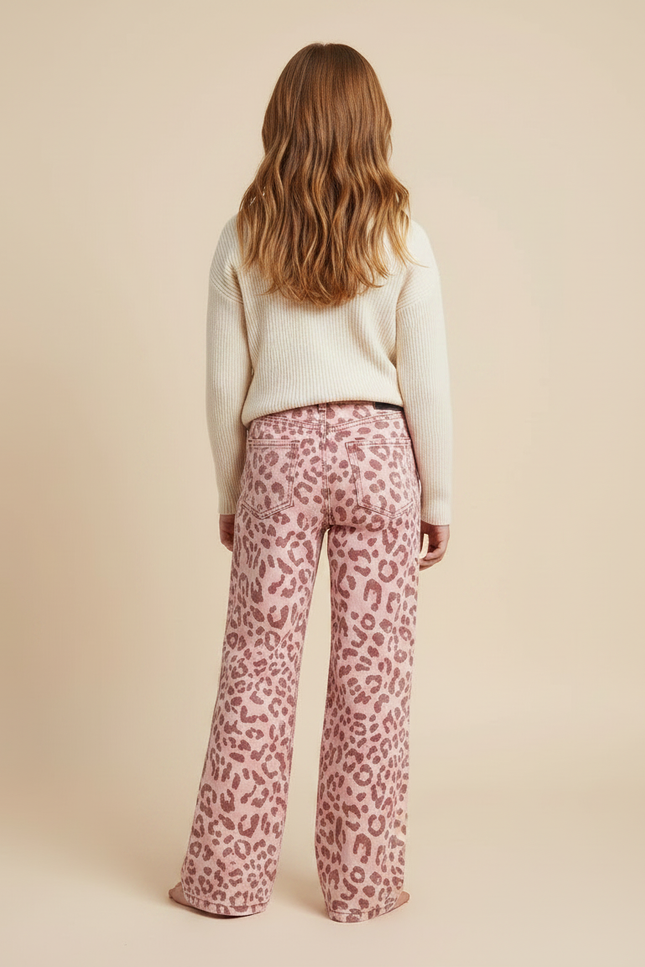 Pantalon Léopard Rose Ample Denim Imprimé Fille - Jean - vue 2