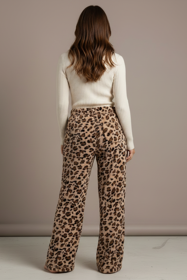Pantalon Léopard Doux Molletonné Ample Décontracté Femme - Imprimé - vue 2