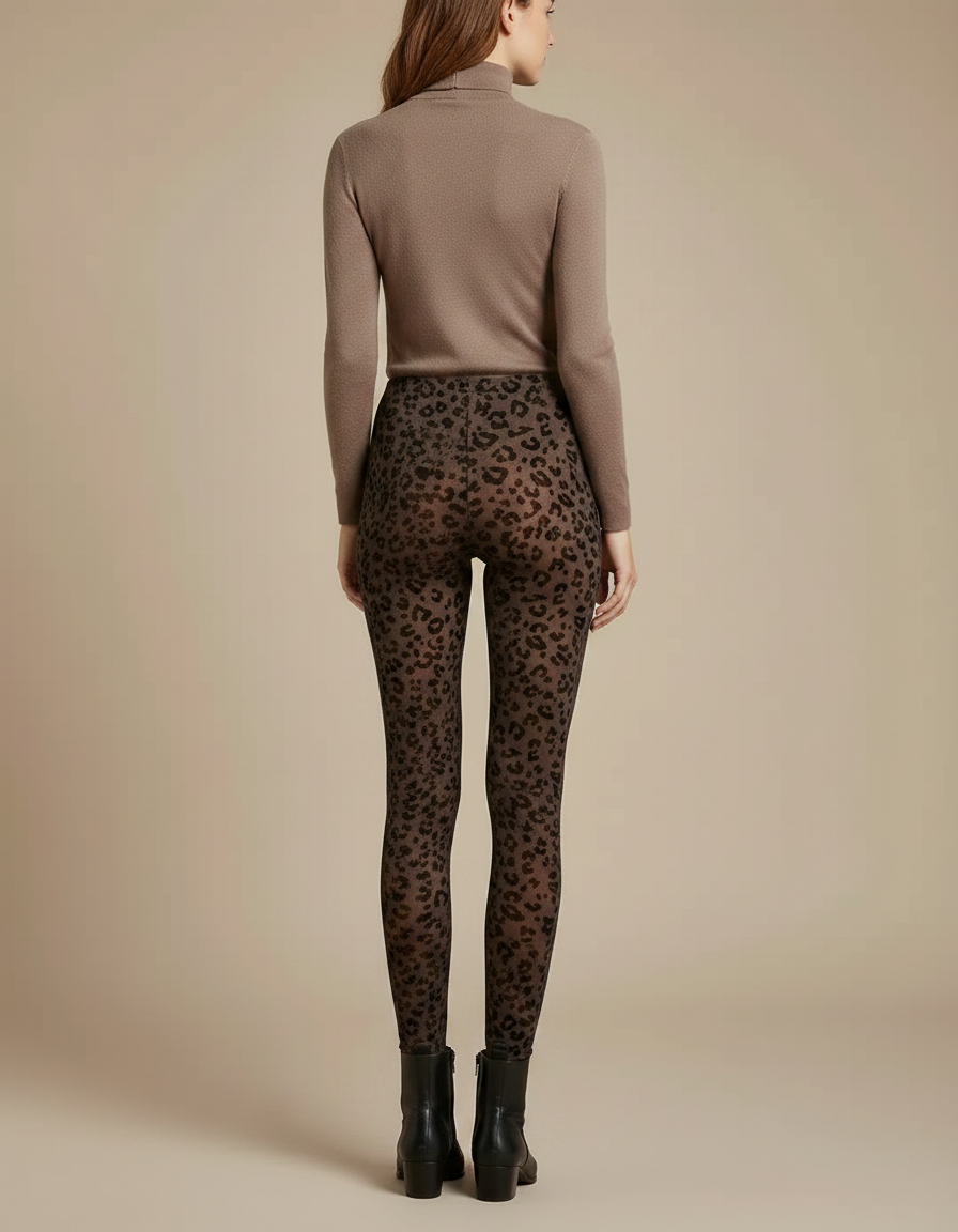 Pantalon Léopard Marron Moulant Transparent Imprimé Femme - Polyester - vue 2