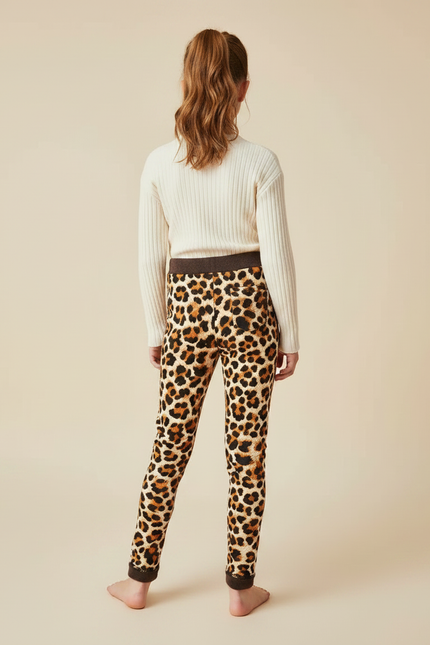Pantalon Léopard Marron Chaud Slim Enfant - Imprimé Molleton - vue 2