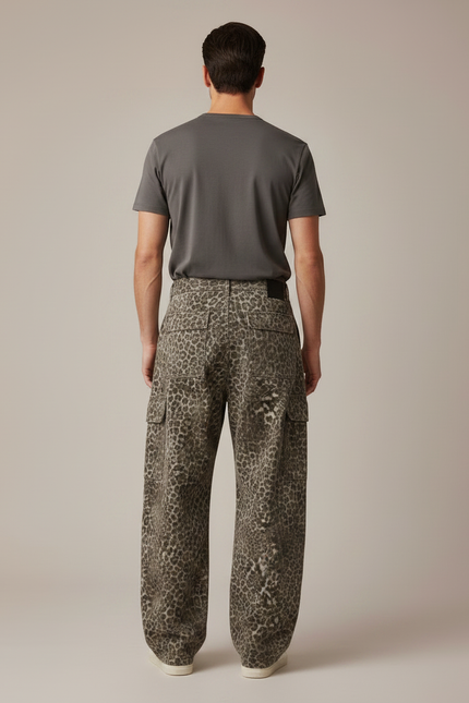 Pantalon Léopard Cargo Ample Denim Imprimé Homme - Jean - vue 2