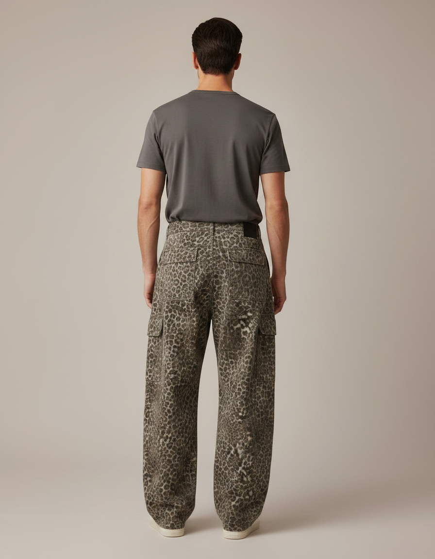 Pantalon Léopard Cargo Ample Denim Imprimé Homme - Jean - vue 2