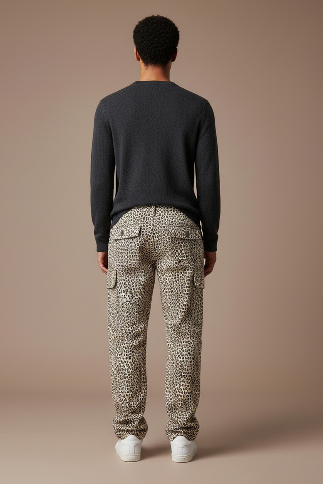 Pantalon Léopard Cargo Homme Ample Imprimé Décontracté - Toile - vue 2