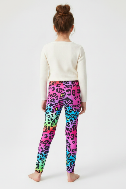 Pantalon Léopard Enfant Multicolore Imprimé Stretch - Polyester - vue 2