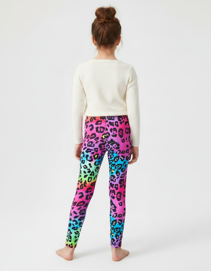 Pantalon Léopard Enfant Multicolore Imprimé Stretch - Polyester - vue 2