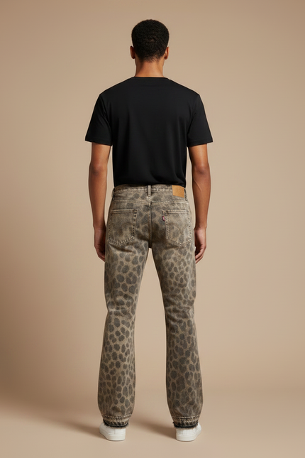 Pantalon Droit Leopard - Imprimé Jean - vue 2