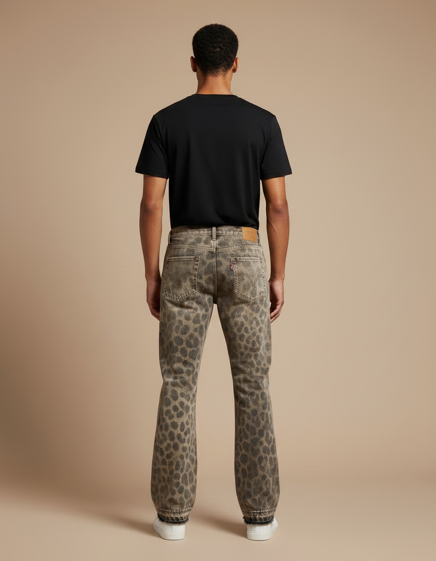 Pantalon Droit Leopard - Imprimé Jean - vue 2