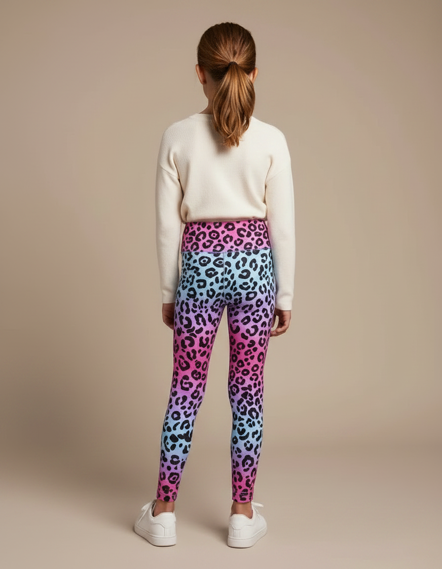 Pantalon Léopard Dégradé Coloré Imprimé Ajusté Enfant - Multicolore Polyester - vue 2