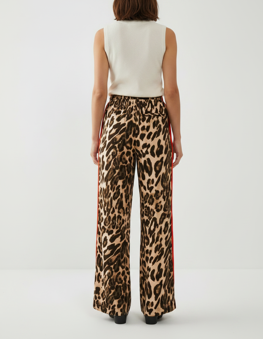 Pantalon Leopard Bande Rouge - Imprimé Viscose - vue 2