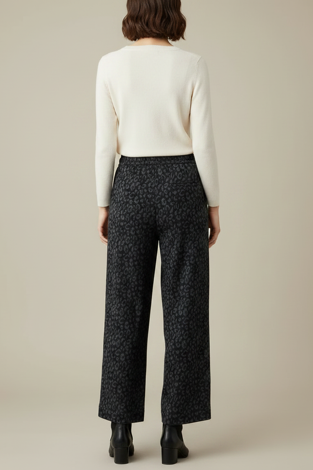 Pantalon Léopard Gris Foncé Large Molletonné Décontracté - Imprimé - vue 2