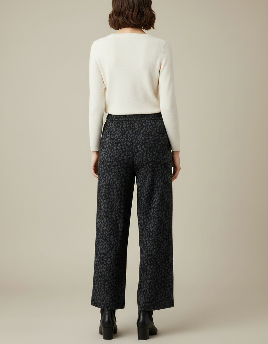 Pantalon Léopard Gris Foncé Large Molletonné Décontracté - Imprimé - vue 2