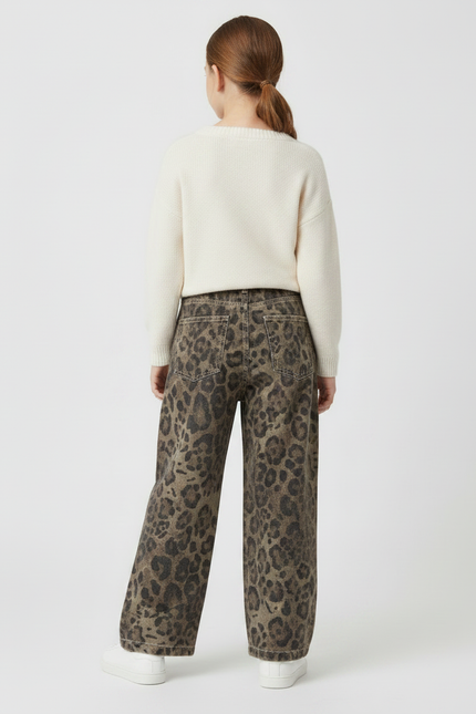 Pantalon Léopard Ample Imprimé Marron Streetwear Enfant - Jean - vue 2