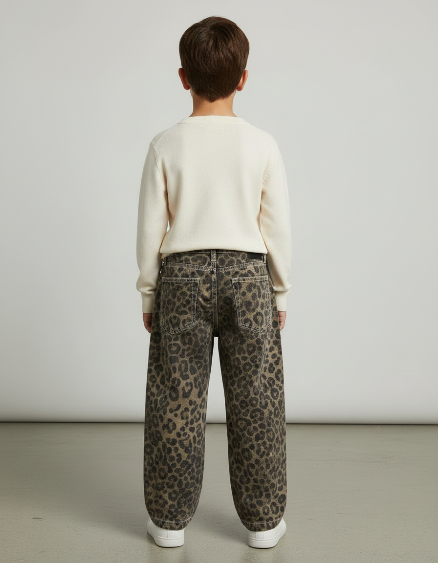 Pantalon Léopard Ample Imprimé Décontracté Garçon - Jean - vue 2