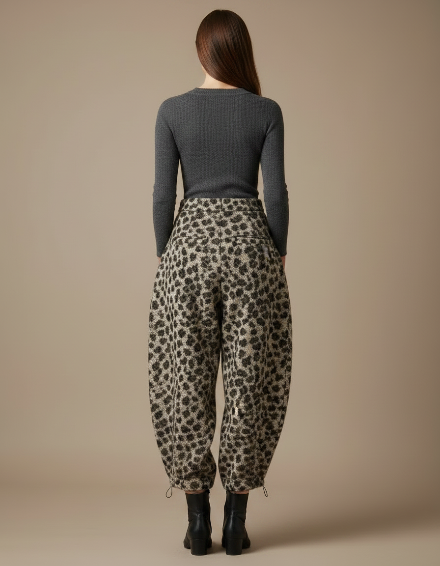 Pantalon Léopard Ample Épais Hiver Confortable - Imprimé Maille - vue 2