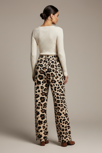 Pantalon Léopard Ample Imprimé Doux Confortable Élastique - Maille - vue 2