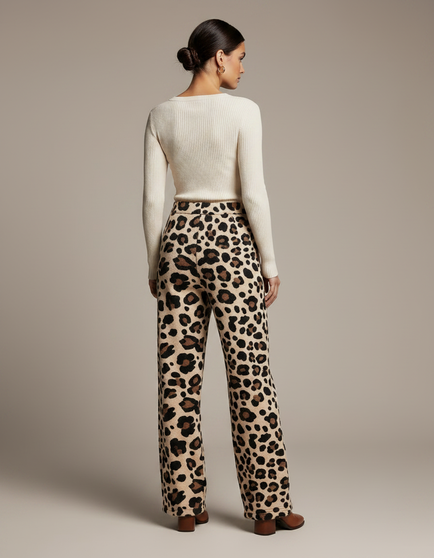 Pantalon Léopard Ample Imprimé Doux Confortable Élastique - Maille - vue 2