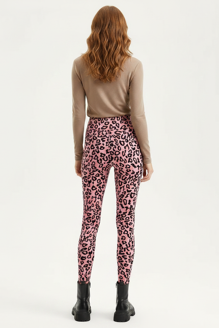 Pantalon Léopard Rose Imprimé Ajusté Stretch Femme - Polyester - vue 2