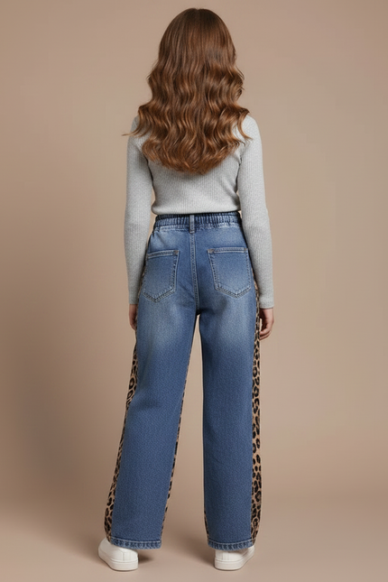 Pantalon Léopard Jean Ample Patchwork Décontracté Fille - Imprimé - vue 2