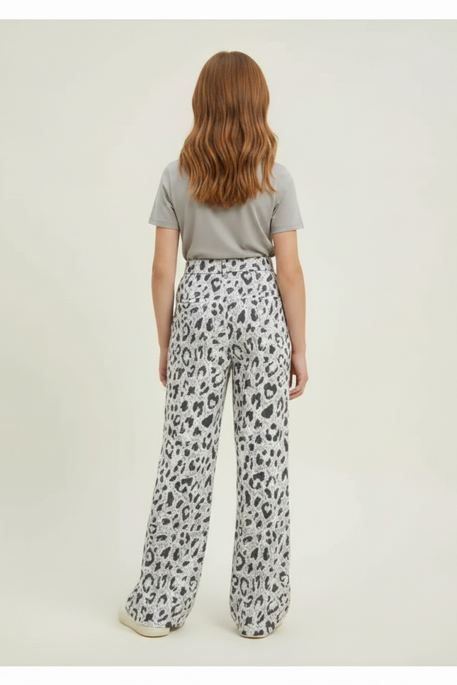 Pantalon Léopard Gris Ample Décontracté Fluide - Viscose - vue 2