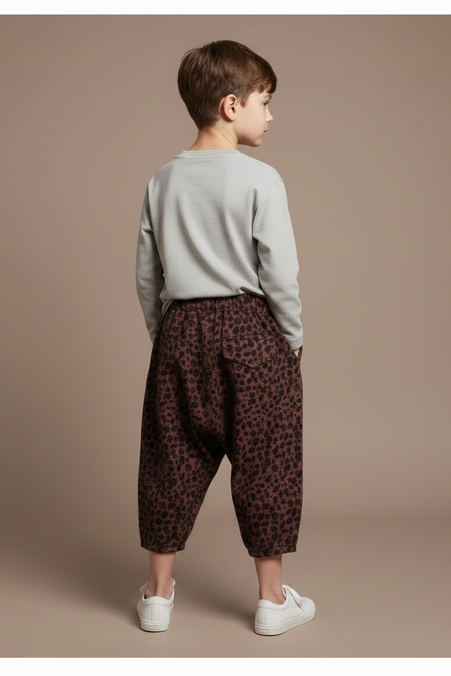 Pantalon Léopard Ample Imprimé Marron Enfant Décontracté - Molleton - vue 2
