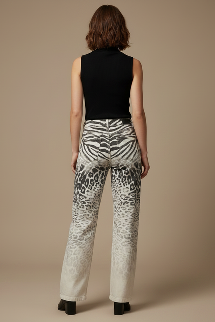 Pantalon Leopard Blanc - Jean - vue 2