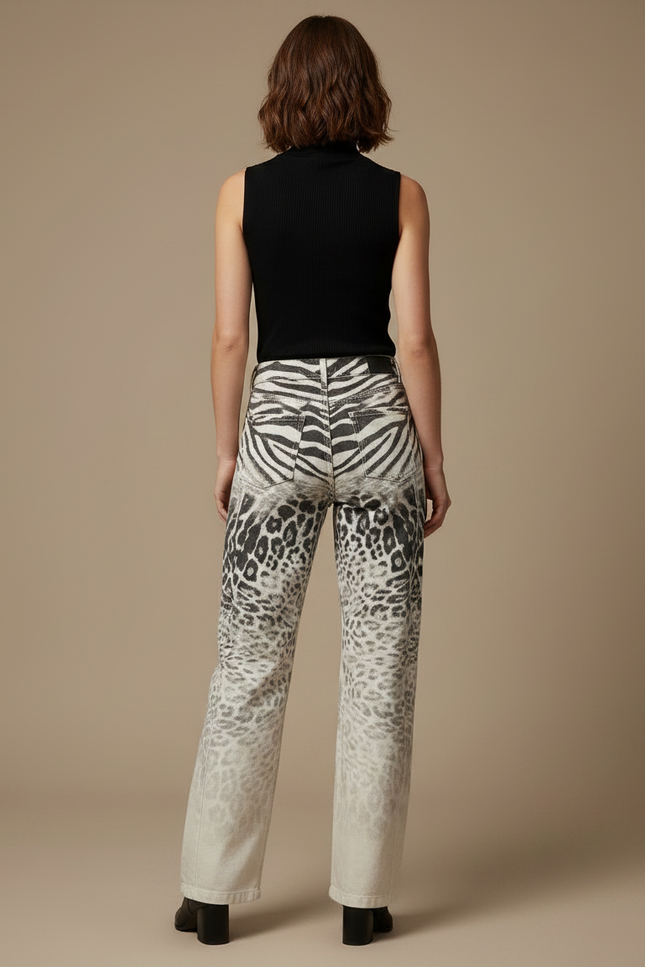 Pantalon Leopard Blanc - Jean - vue 2