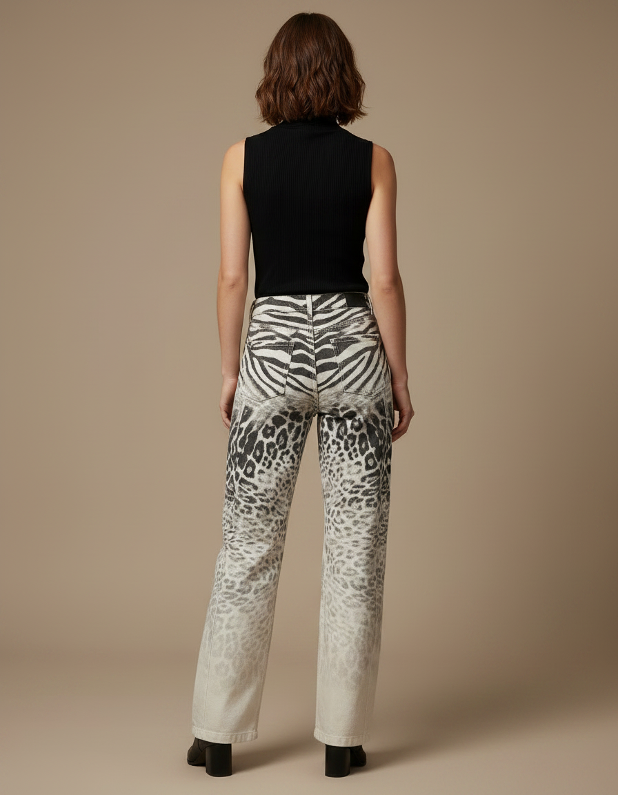 Pantalon Leopard Blanc - Jean - vue 2
