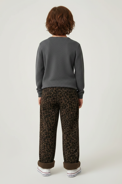 Pantalon Léopard Marron Ample Velours Doux Enfant - vue 2