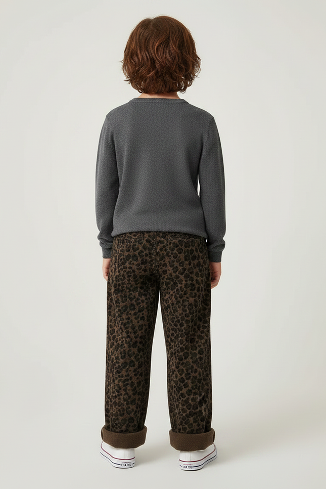 Pantalon Léopard Marron Ample Velours Doux Enfant - vue 2