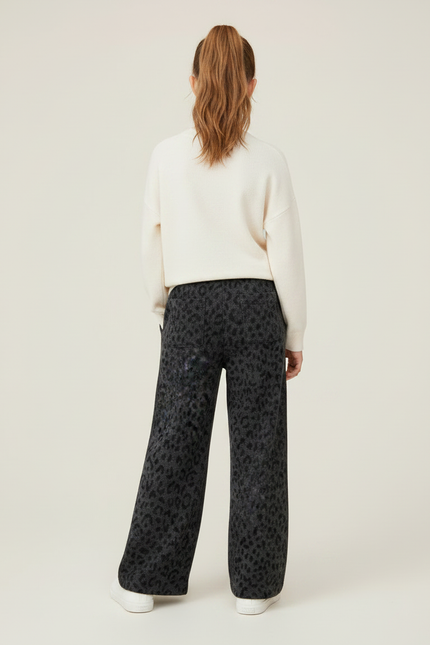 Pantalon Léopard Gris Ample Molletonné Fille - vue 2