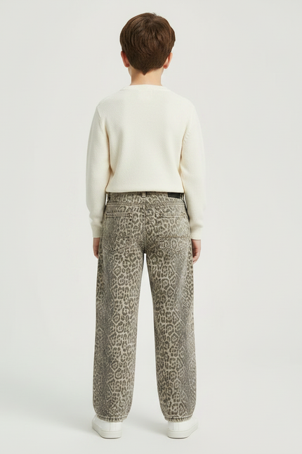 Pantalon Léopard Ample Imprimé Délavé Enfant - Jean - vue 2