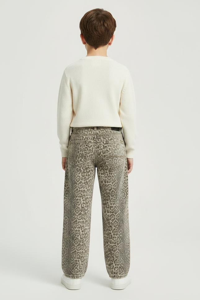 Pantalon Léopard Ample Imprimé Délavé Enfant - Jean - vue 2