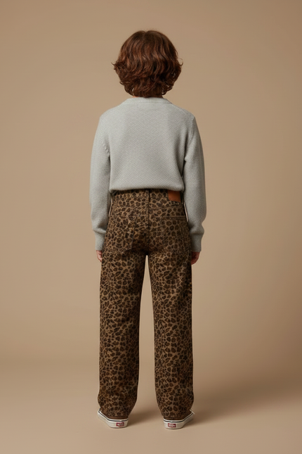 Pantalon Léopard Marron Ample Imprimé Épais Enfant - Molleton - vue 2