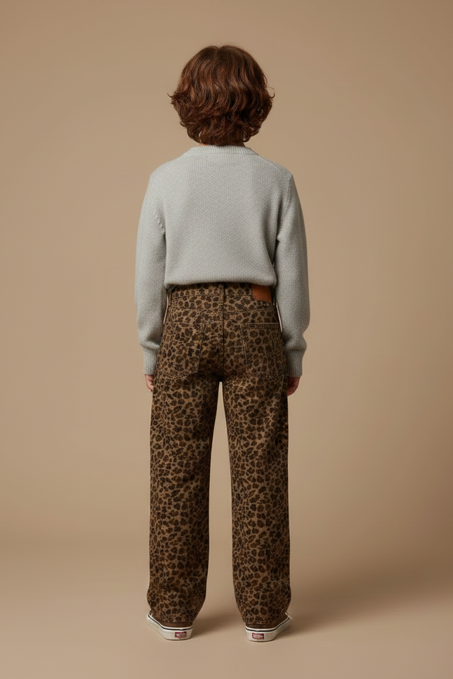 Pantalon Léopard Marron Ample Imprimé Épais Enfant - Molleton - vue 2