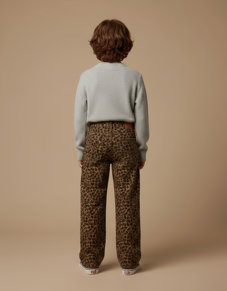 Pantalon Léopard Marron Ample Imprimé Épais Enfant - Molleton - vue 2